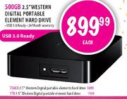 500GB 2.5" Western Digital Portable Element Hard Drive