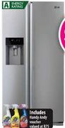 LG Platinum Silver Side by Side Fridge/Freezer With Water and Ice Dispenser-608Ltr.
