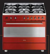 smeg 90cm Red Stainless Steel Gas/Electric Cooker (C9GMR)