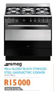smeg 90cm Glossy Black Stainless Steel Gas/Electric Cooker (SUK91MBLS)