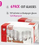 6 Pack Cut Glasses-per pack