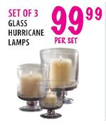 Sets of 3 Glass Hurricane Lamps-per set