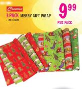 Creative 3 Pack Merry Gift Wrap-1mx50cm-per pack