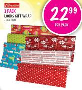 Creative 3 Pack Looks Gift Wrap-1mx70cm-per pack