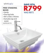 Splashworks Free Standing Basin-497 x 430 x 195mm