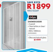 Origin Shower Door Obscure/Natural Glass