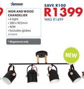 Bright Star Iron And Wood Chandelier CH258/4
