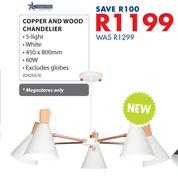 Bright Star Copper And Wood Chandelier CH253/5