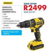 Stanley Cordless Brushless Hammer Drill SBH202K-B9