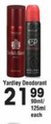 Yardley Deodorant-90ml/125ml Each