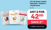 La Lab Sheet Masks Charcoal/Vitamin C/Facial Acne-For Any 2 