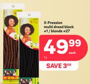 X-Pression Multi Dread Black # 1/Blonde # 27-1's Each