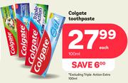 Colgate Toothpaste (Excl Triple Action Extra 100ml)-100ml Each