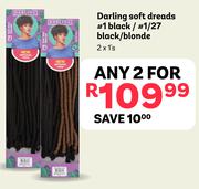 Darling Soft Dreads #1Black/#1/27 Black/Blonde-For Any 2