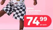 Babies 2 Pack Shorts 0-24 Months-Per Pack