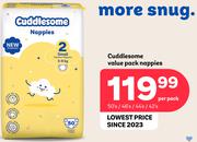Cuddlesome Value Pack Nappies 50's / 46's / 44's / 42's