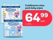 Cuddlesome Value Pack Baby Wipes-3 x 80's