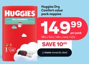 Huggies Dry Comfort Value Pack Nappies-58's/52's/46's/44's/42's Per Pack
