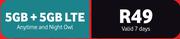 Vodacom 5GB + 5GB LTE Data (Valid For 7 Days)