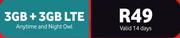 Vodacom 3GB + 3GB LTE Data (Valid For 14 Days) 