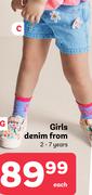 Girls Denim From 2-7 Years-Each