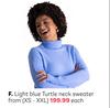 Light Blue Turtle Neck Sweater XS-XXL (Priced From)