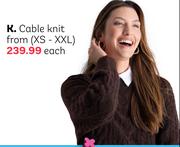 Cable Knit XS-XXL (Priced From)