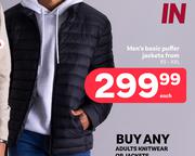 Men's Basic Puffer Jackets XS-XXL (Priced From)