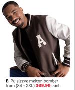 Pu Sleeve Melton Bomber XS-XXL (Priced From)