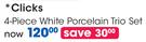 Clicks 4 - Piece White Porcelain Trio Set