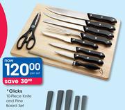 Clicks 10-Piece Knife & Pine Board Set
