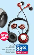 Safeway 3-In-1 Earphones Value Pack-Per Pack