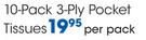 Clicks 10 Pack 3 Ply Pocket Tissues-Per Pack