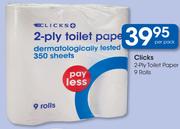 Clicks 2 Ply Toilet Paper 9 Rolls-Per Pack