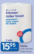 Clicks 2 Ply Kitchen Roller Towel-Per Pack