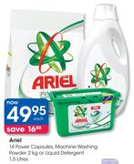 Ariel 14 Power Capsules,Machine Washing Powder 2Kg Or Liquid Detergent 1.5L-Each