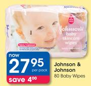 Johnson & Johnson 80 Baby Wipes-Per Pack
