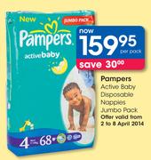 Pampers Active Baby Disposable Nappies Jumbo Pack-Per Pack