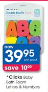 Clicks Baby Bath Foam Letters & Numbers-Per Pack