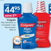 Colgate Plax Sensitive Or Complete Care Mouthwash-500ml Each