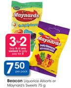 Beacon Liquorice Allsorts or Maynard's Sweets-75gm Per Pack