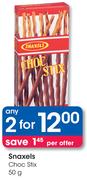 Snaxels Choc Stix-2x50gm