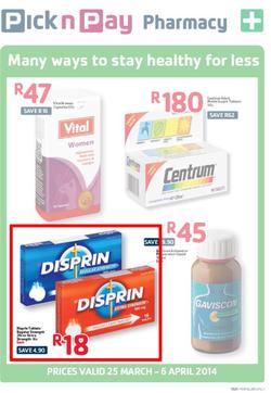 Pick n Pay : Pharmacy ( 25 Mar - 06 Apr 2014 ), page 1