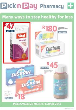 Pick n Pay : Pharmacy ( 25 Mar - 06 Apr 2014 ), page 1