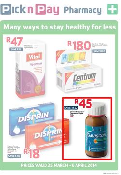 Pick n Pay : Pharmacy ( 25 Mar - 06 Apr 2014 ), page 1