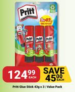 Pritt Glue Stick Value Pack-3 x 43g
