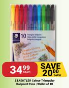 Staedtler Colour Triangular Ballpoint Pens Wallet Of 10-Each