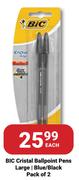 Bic Cristal Ballpoint Pens Large Blue/Black Pack Of 2-Each