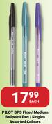 Pilot BPS Fine Medium Ballpoint Pen Singles Assorted Colours-Each