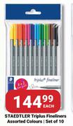 Staedtler Triplus Fineliners Set Of 10 Assorted Colours-Each